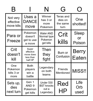 Then we fight bingo Rich Nicknames Bingo Card