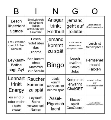 FISI22E Bingo Card