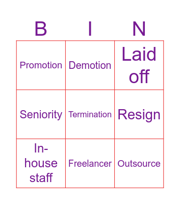 Vocabulary Bingo Card