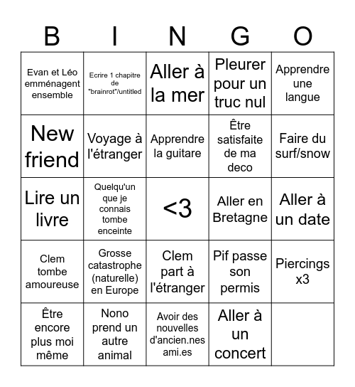 2025 Bingo Card
