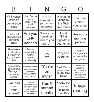 work work work work work! Bingo Card