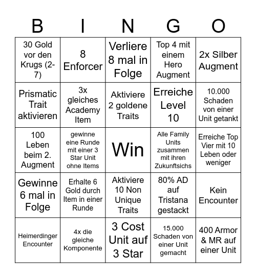 TFT Bingo Set 13 Bingo Card