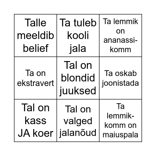 BINGO 2 Bingo Card