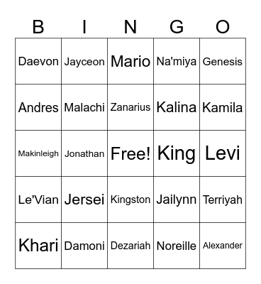 3rd Grade Bingo Card