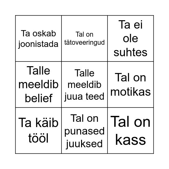 BINGO 4 Bingo Card