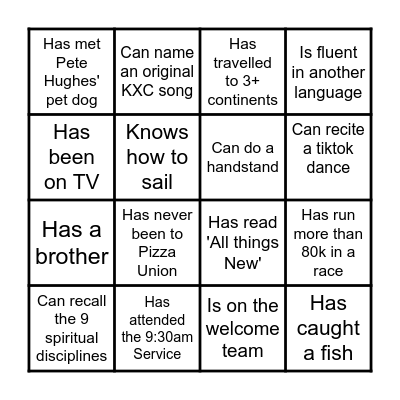 Can you find someone in the room who... Bingo Card