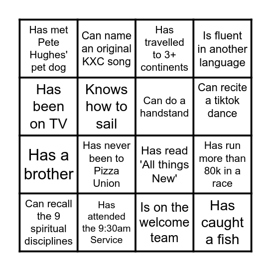 Can you find someone in the room who... Bingo Card
