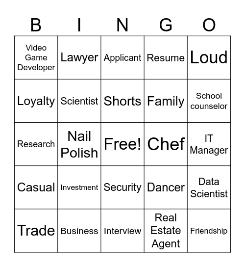 Employment Prep! Bingo Card