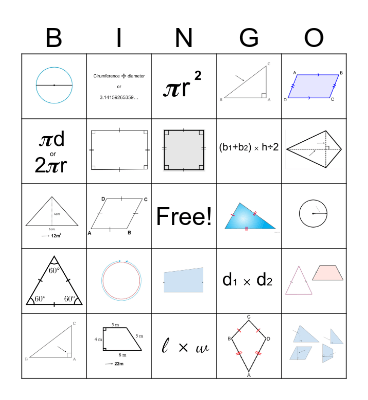 2D Geometry 2 Bingo Card