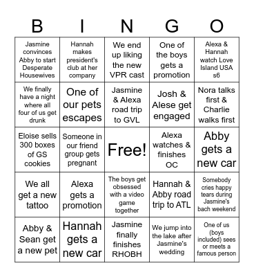 2025 Predictions Bingo Card