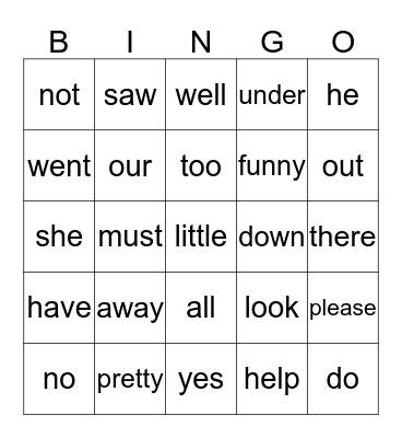 4th Nine Weeks Bingo Card