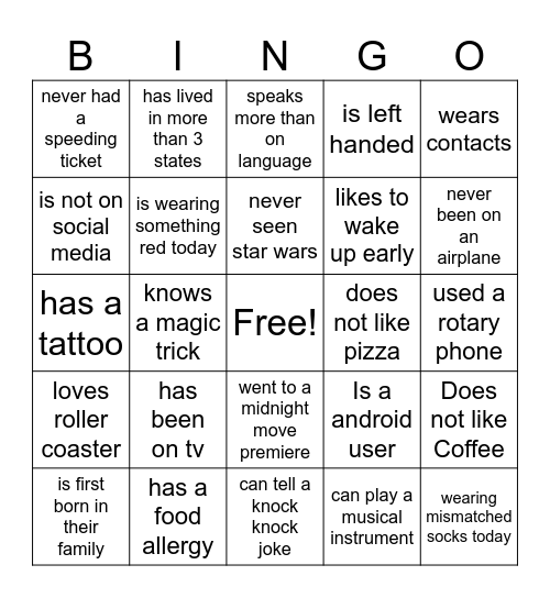 CoWorker Bingo Card