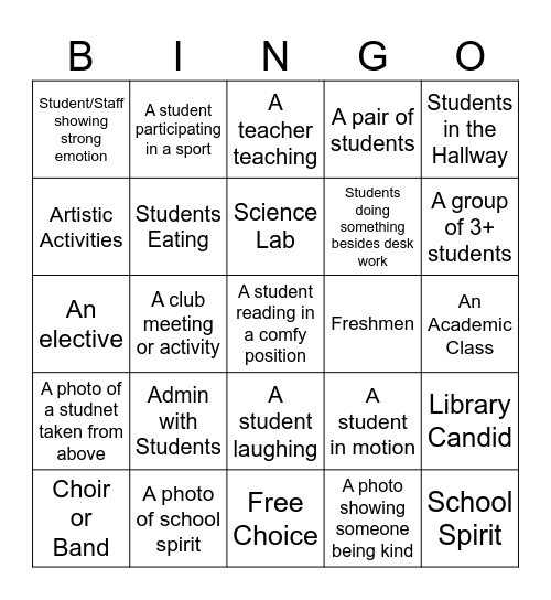Photo Bingo Card