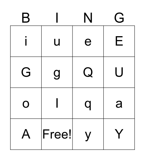 aeiouqgy Bingo Card