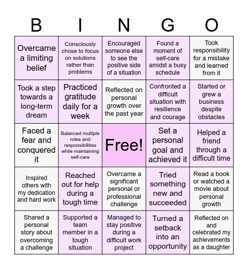 Grow & Bloom Bingo Card