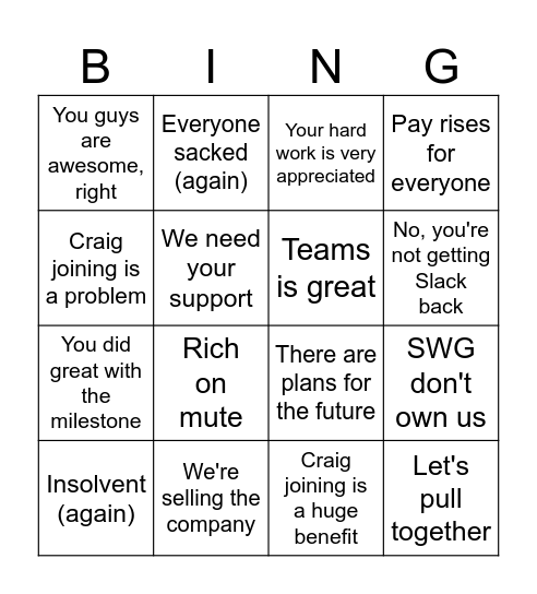 Town Hall Bingo Card