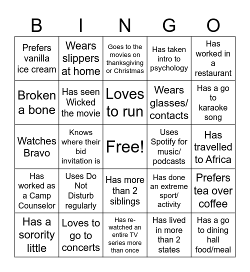 CLT Bingo Card