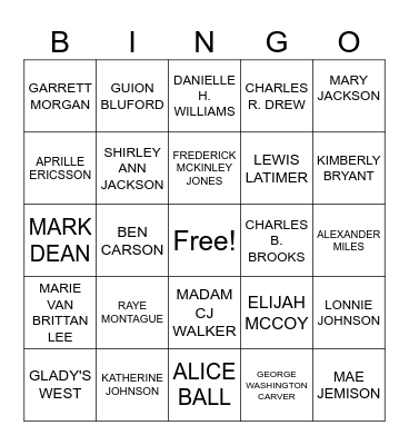 BLACK STEM BINGO Card