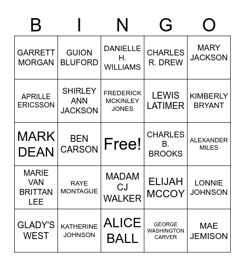 BLACK STEM BINGO Card