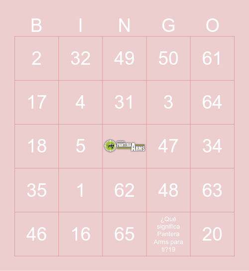 Pantera Arms: Amor y Precisión Bingo Card