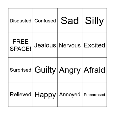 Emotions Bingo Card