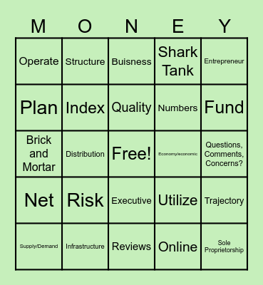 Business Essentials Bingo 2.0 Bingo Card
