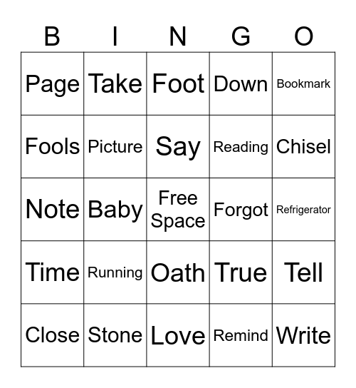 "Write This Down" George Strait Bingo Card