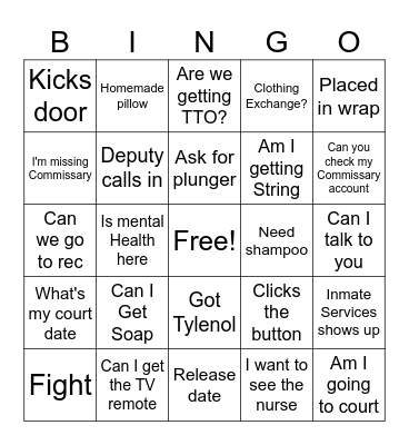 JAIL Bingo Card