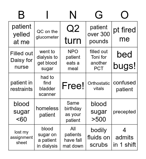 PCU PCT BINGO Card