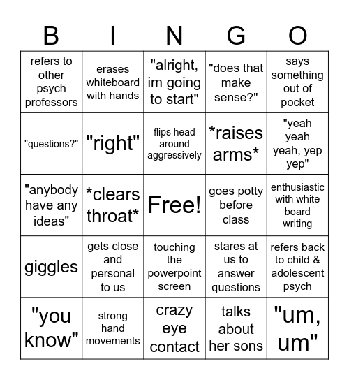 Marnie BINGO!! Bingo Card