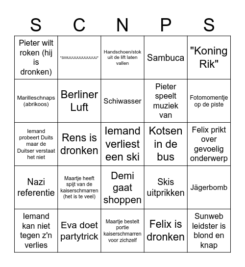 Saalbach-Hinterklem 2025 Bingo Card