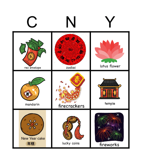Chinese New Year Bingo Card