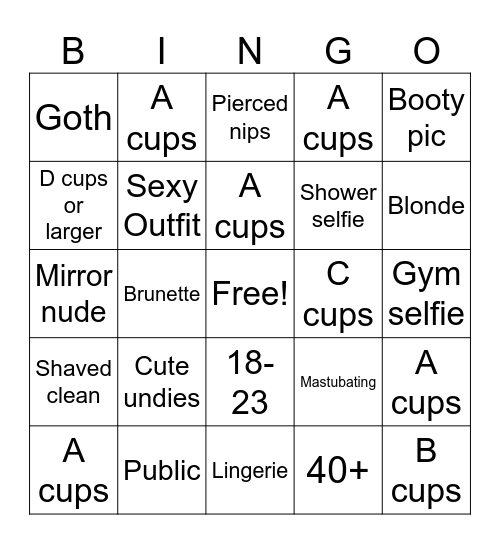 Nudes Bingo Card