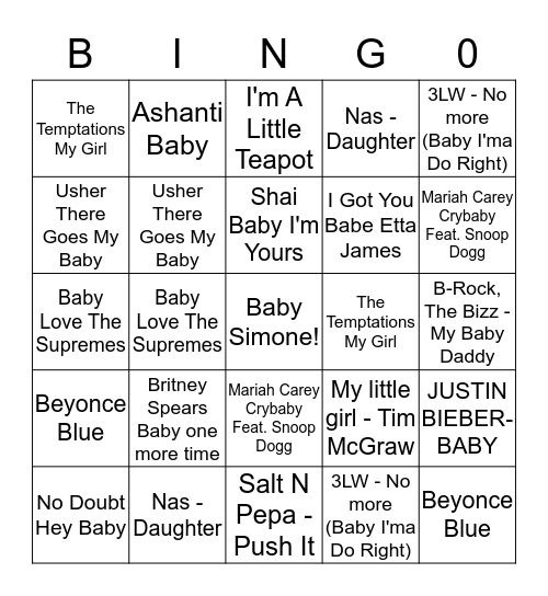Shan's Baby Shower Bingo Card