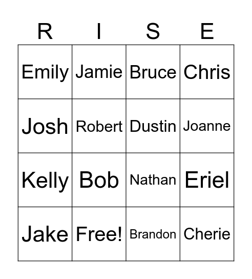 Rise BINGO Card