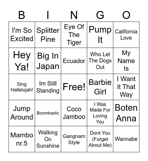 Exsodus Throwback Bingo Card
