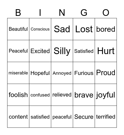 Mental Health Bingo Card
