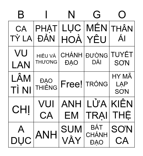 LẬT Ô MAY MẮN Bingo Card