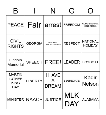 MARTIN LUTHER KING Bingo Card