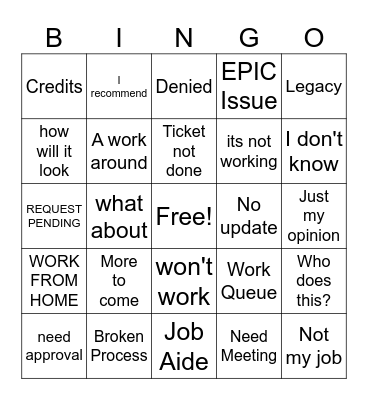 B.S. Bingo Card