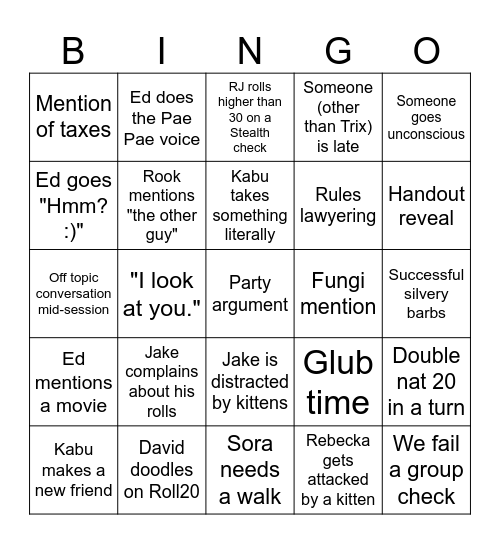 Polarin Bingo Card