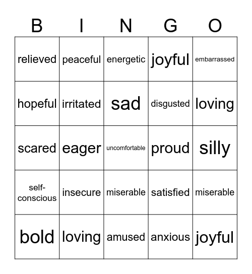 Mental Health Bingo Card