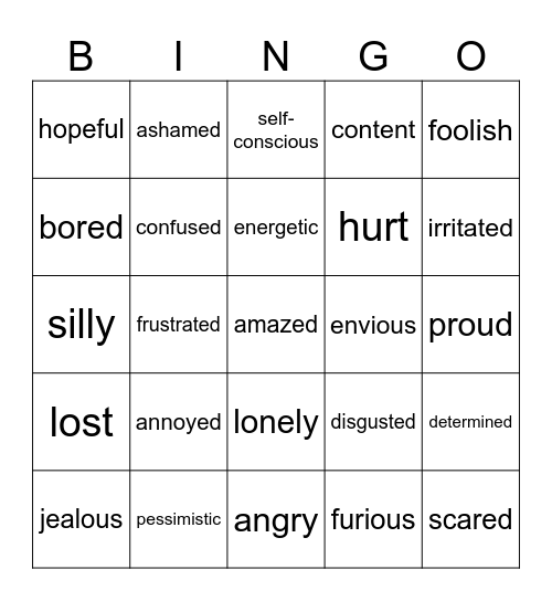 Mental Health Bingo Card