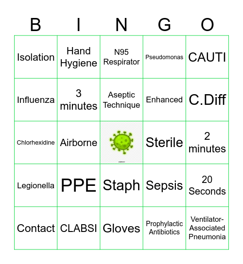 Infection Prevention Bingo Card