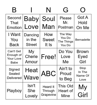 MOTOWN Bingo Card