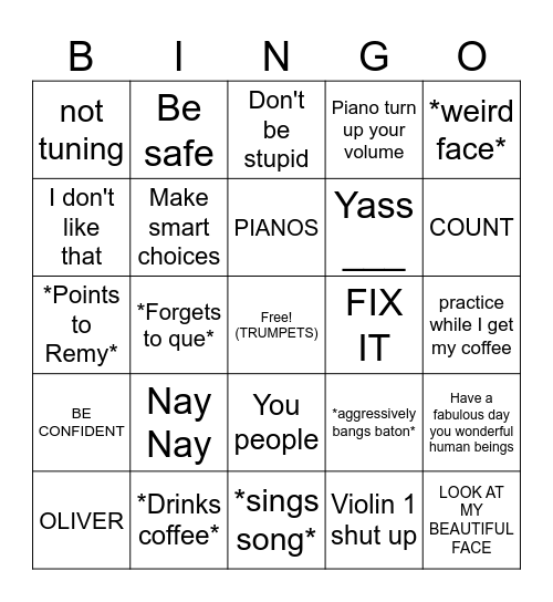 Mr. Miller bingo Card