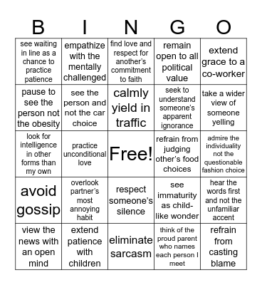 Choose to be Loving Bingo Card