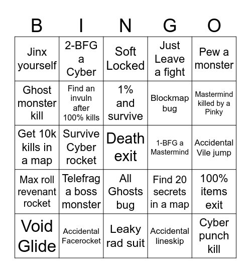 Doom Bingo Card