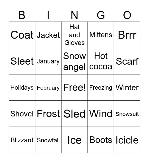 Winter Bingo Card