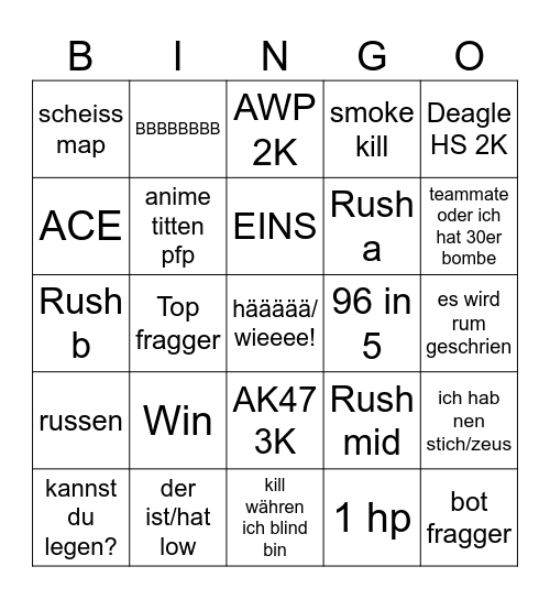 CS2 Bingo Card